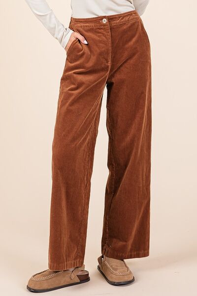 Mito shop Corduroy Back Elastic Waist Pants - Drazelle Store