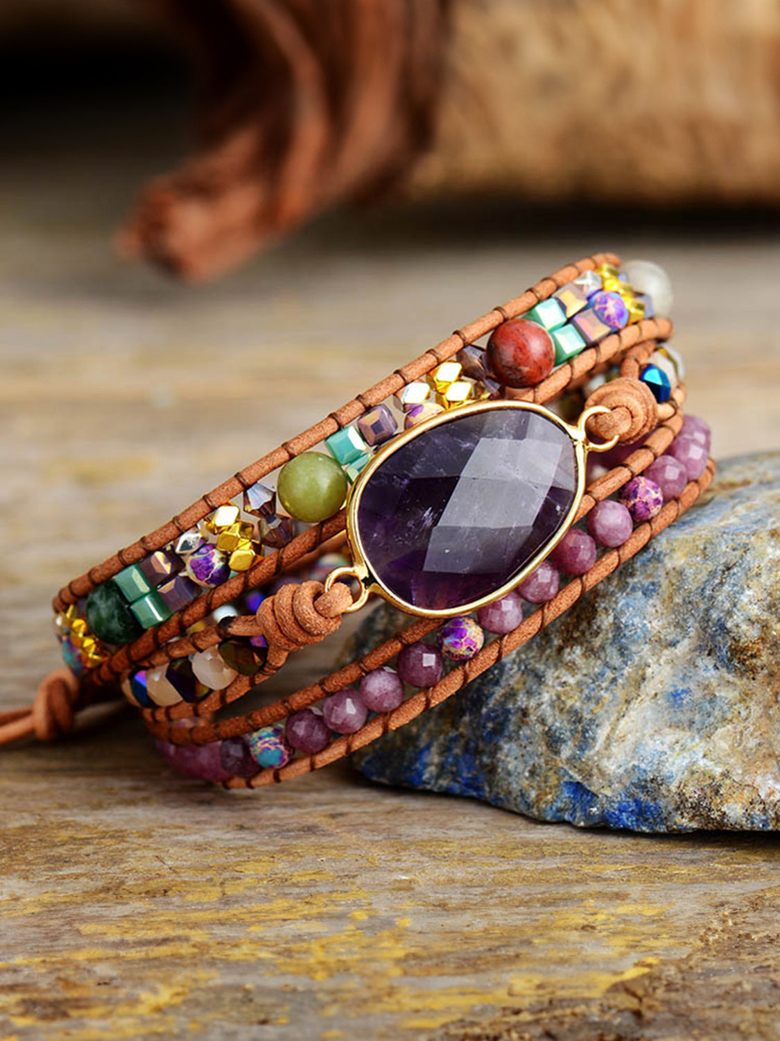 Triple-Layer Amethyst Bracelet - Drazelle Store