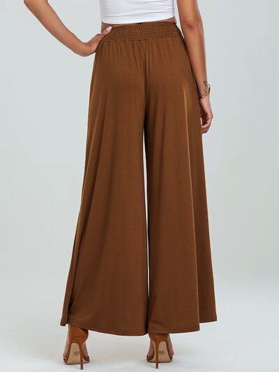 Pocketed Elastic Waist Wide Leg Pants - Drazelle Store