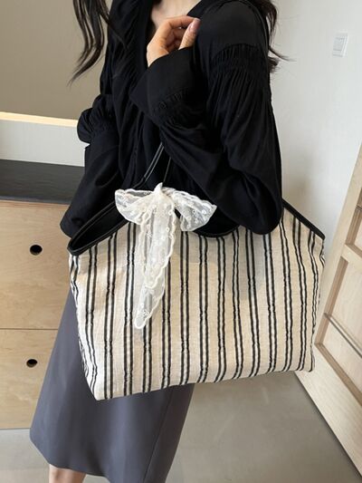 Striped Canvas Tote Bag - Drazelle Store