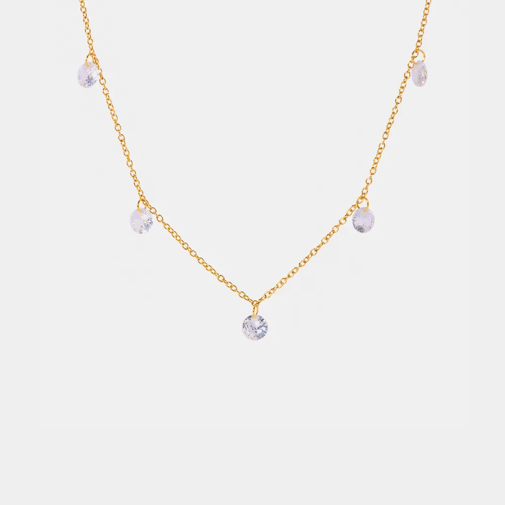 Stainless Steel Rhinestone Charm Necklace - Drazelle Store