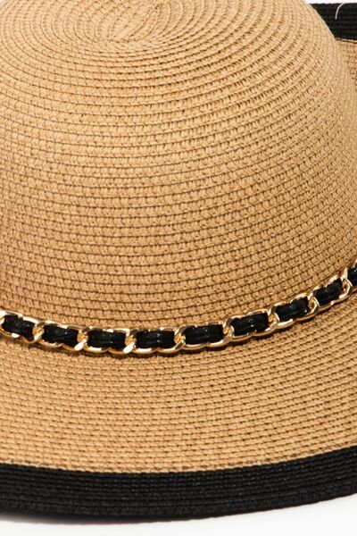 Fame Chain Black Trim Straw Hat - Drazelle Store