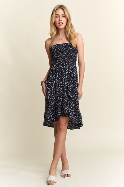 ADORA Smocked Floral Tube Dress with Pockets - Drazelle Store