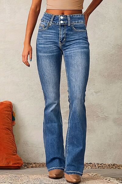 Cat Whisker Washed Bootcut Jeans - Drazelle Store