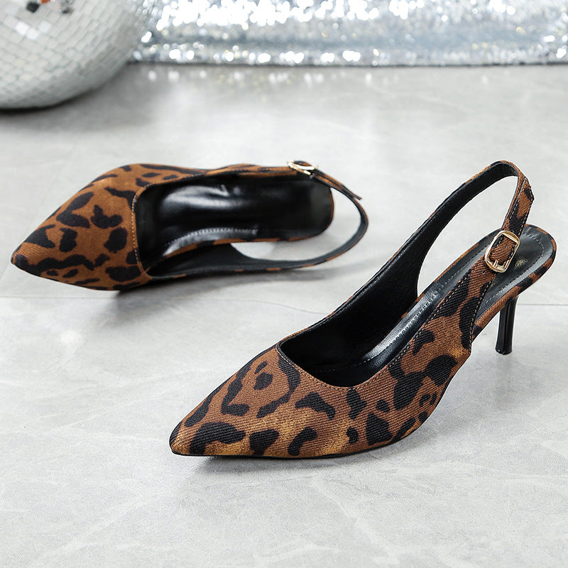 Leopard Point Toe Slingback Pumps - Drazelle Store