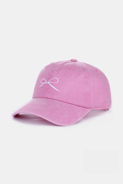 Zenana Bow Embroidered Washed Cotton Caps - Drazelle Store