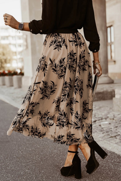 Embroidered High Waist Maxi Skirt - Drazelle Store