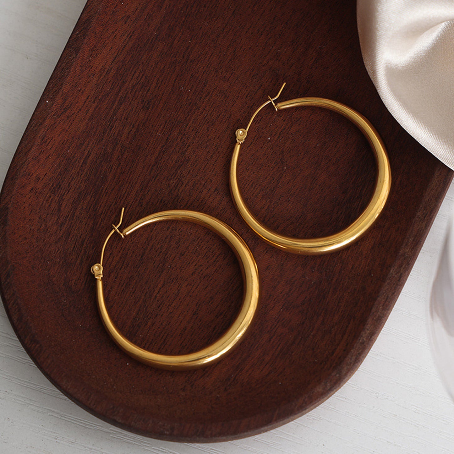 Gold-Plated Hoop Earrings-Drazelle Store