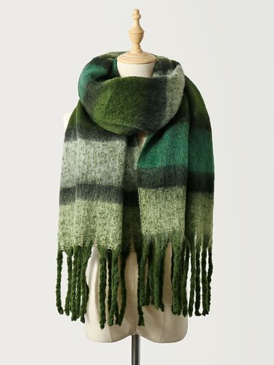 Fringe Color Block Polyester Scarf - Drazelle Store