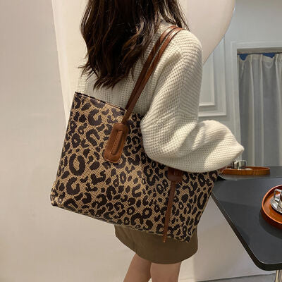 Leather Leopard Print Tote Bag - Drazelle Store