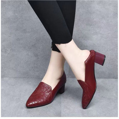 Soft Bottom Pointed Toe Pumps Women's Mid Heel - Drazelle Store