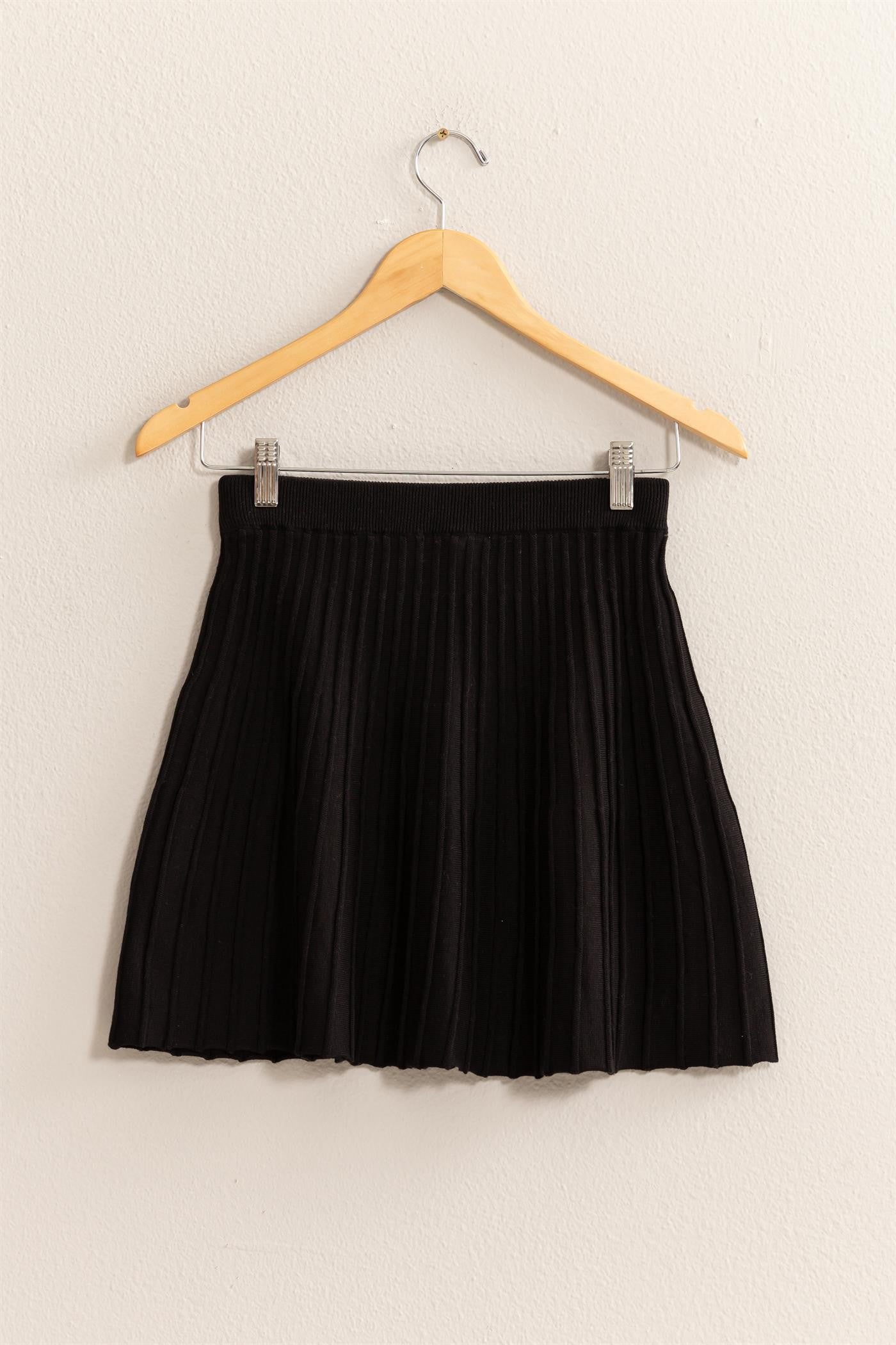 HYFVE High Waist Knit Pleated Flare Mini Skirt - Drazelle Store