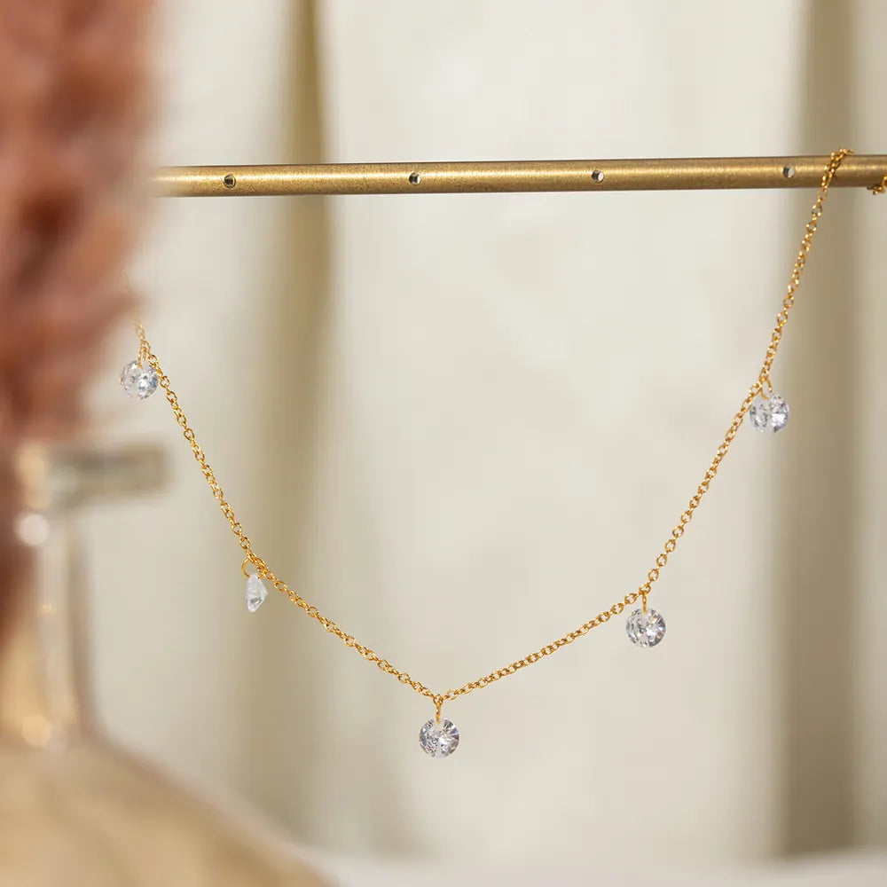 Stainless Steel Rhinestone Charm Necklace - Drazelle Store