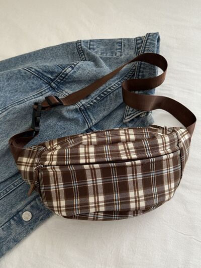 Plaid Adjustable Strap Crossbody Bag - Drazelle Store