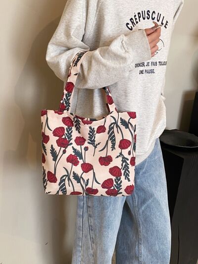 Printed Canvas Handbag with Zipper - Drazelle Store