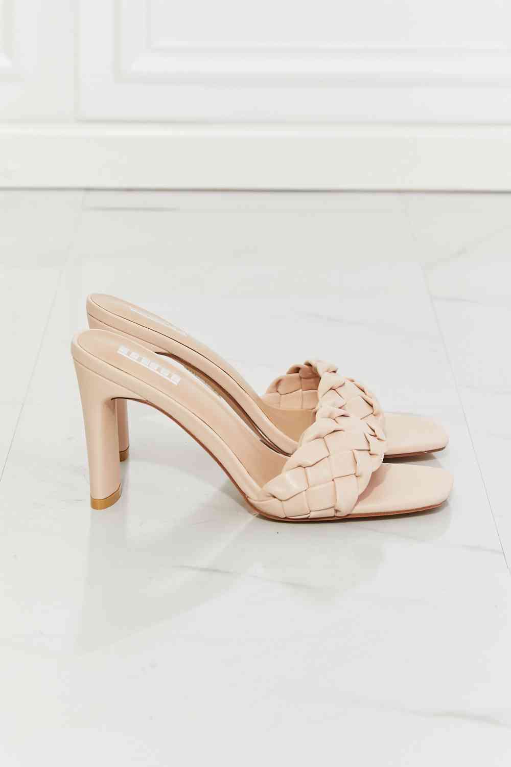 MMShoes Braided Block Heel Sandals in Beige - Drazelle Store