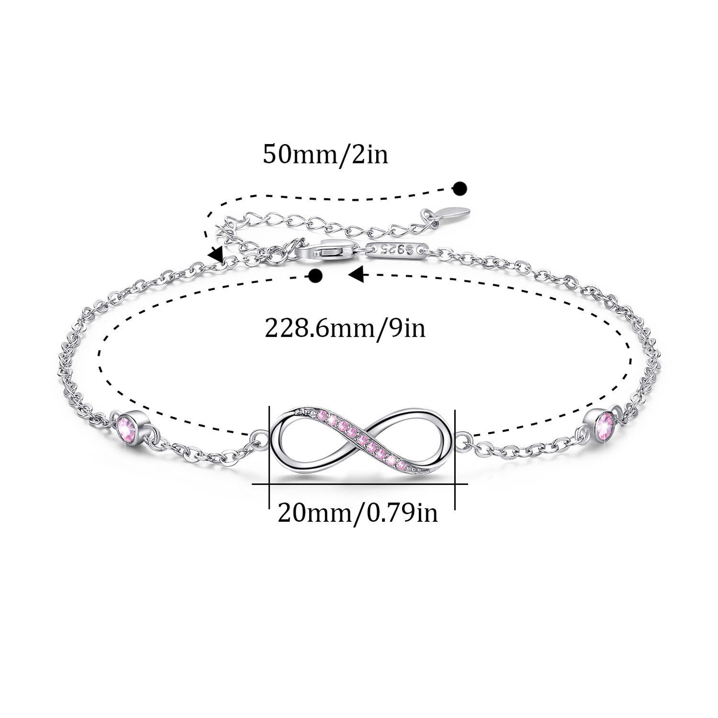 Sterling Silver Infinity Adjustable Chain Anklets - Drazelle Store