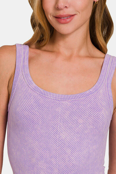 Zenana Ribbed Scoop Neck Tank - Drazelle Store