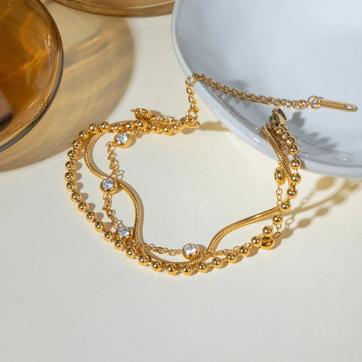 18K Gold-Plated Layered Inlaid Zircon Bracelet - Drazelle Store