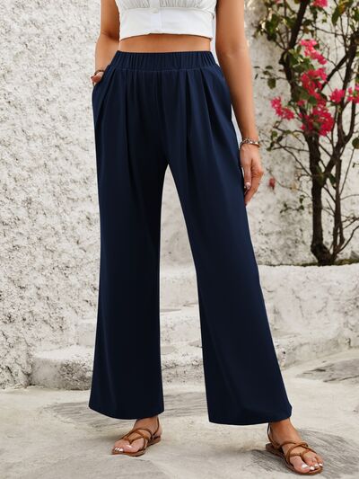 Elastic Waist Wide Leg Pants - Drazelle Store