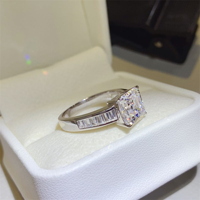 3 Carat Moissanite 925 Sterling Silver Square Shape Ring - Drazelle Store