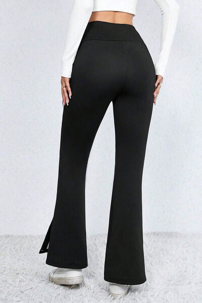 Slit High Waist Bootcut Pants - Drazelle Store