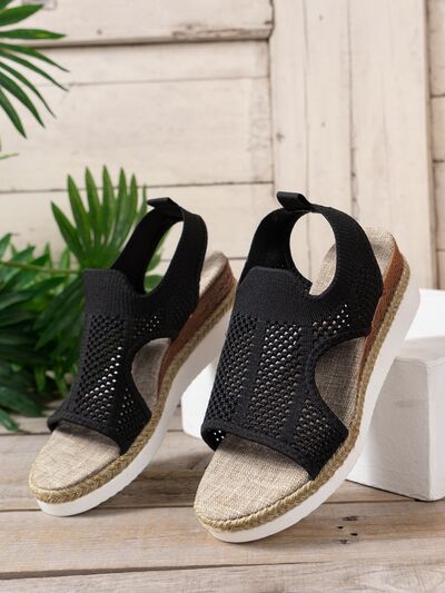 Open Toe Woven Wedge Sandals - Drazelle Store 