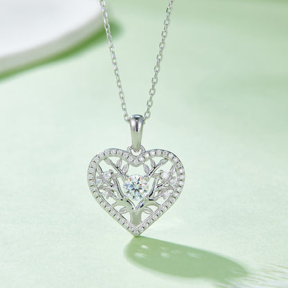 Moissanite 925 Sterling Silver Heart Shape Necklace - Drazelle Store