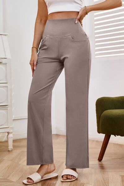 High Waist Wide Leg Pants with Pockets - Drazelle Store