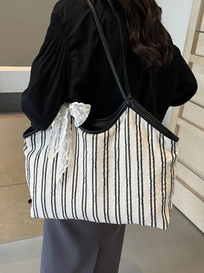 Striped Canvas Tote Bag - Drazelle Store