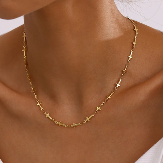 18K Gold-Plated Cross Necklace - Drazelle Store