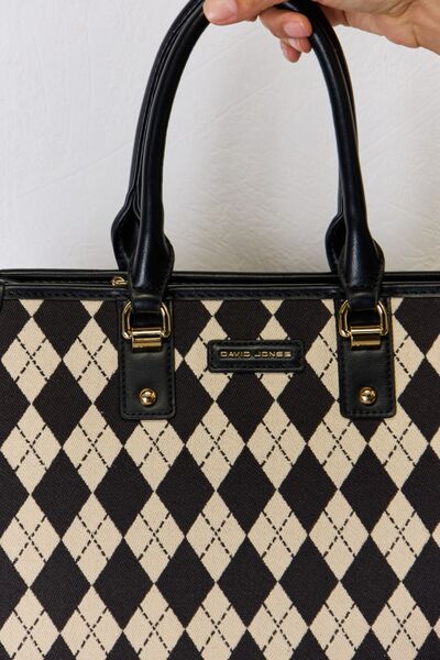 Argyle Pattern Leather Handbag - Drazelle Store