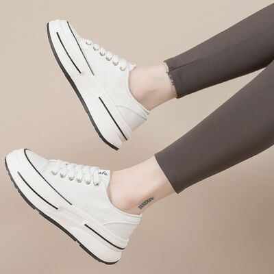 Tied Round Toe Platform Sneakers - Drazelle Store