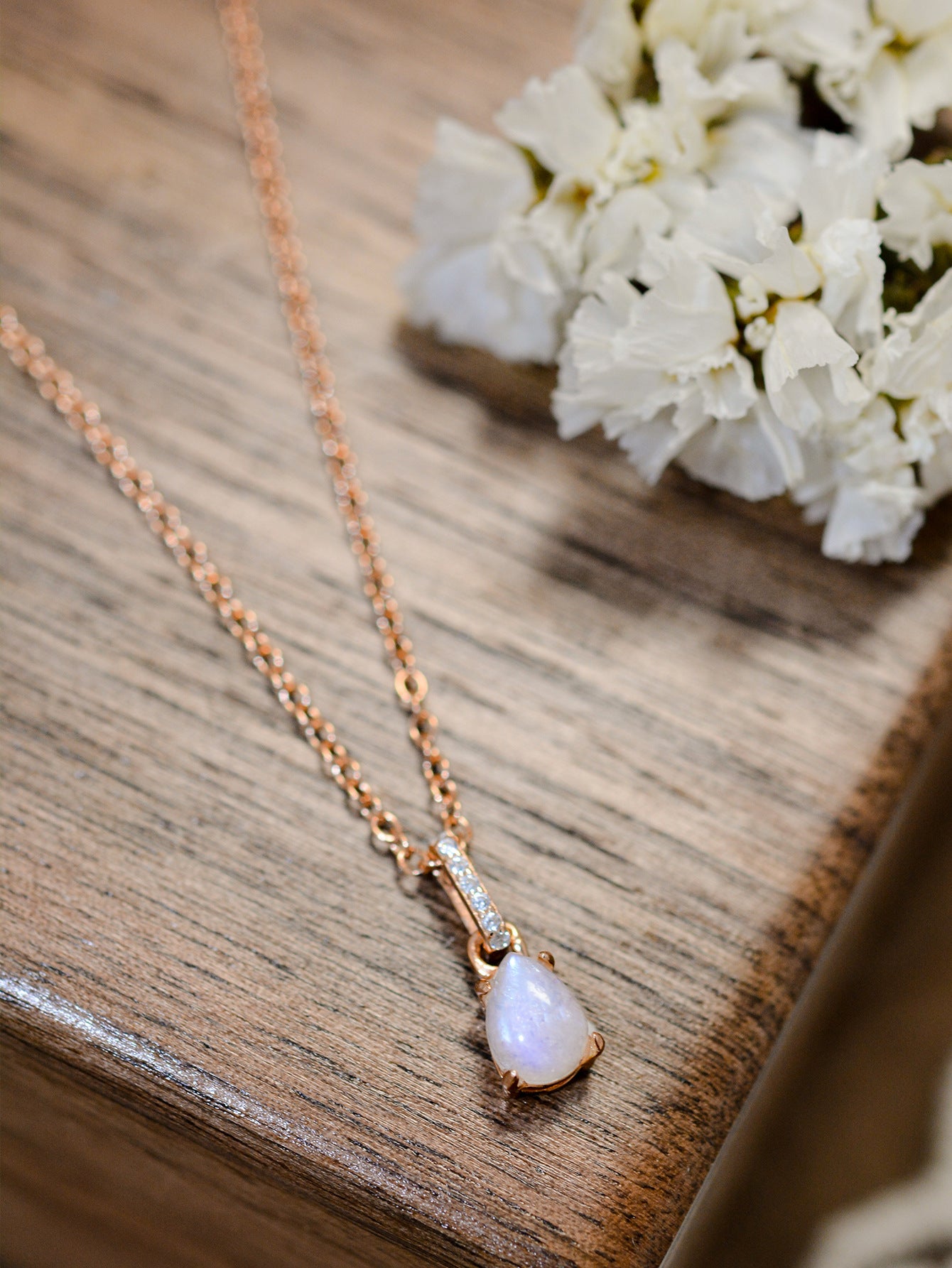 Moonstone Teardrop Pendant Necklace - Drazelle Store