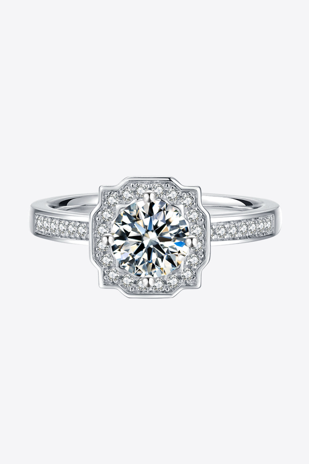 1 Carat Moissanite 925 Sterling Silver Halo Ring - Drazelle Store