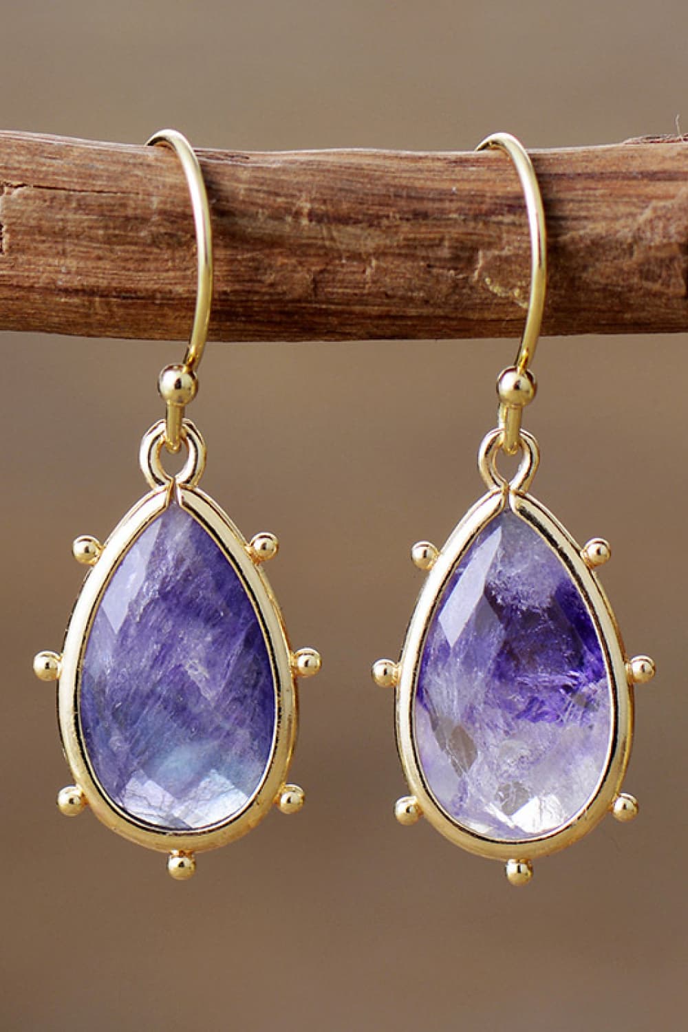 Natural Stone Teardrop Earrings-Drazelle Store