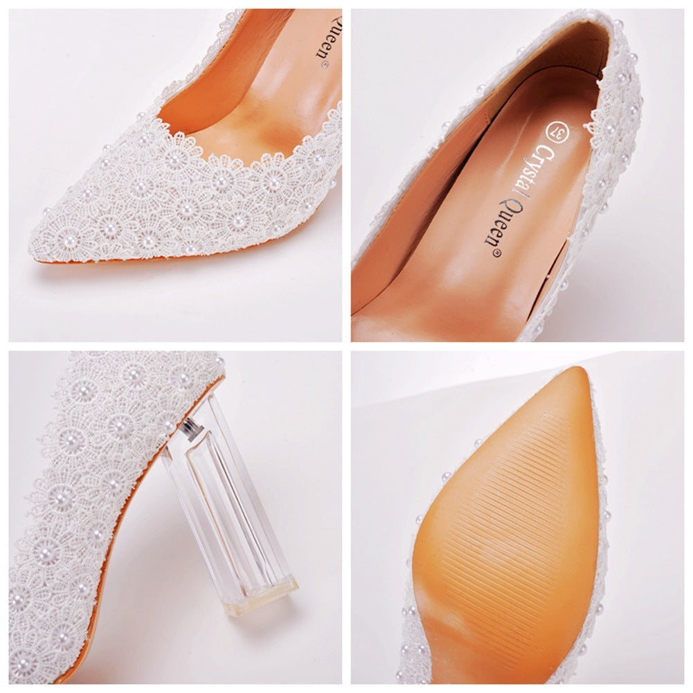 7cm Crystal Clear Chunky Heels