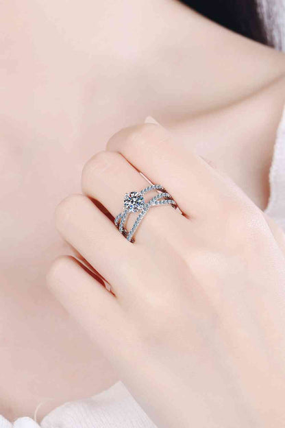 1 Carat Moissanite Crisscross Ring - Drazelle Store