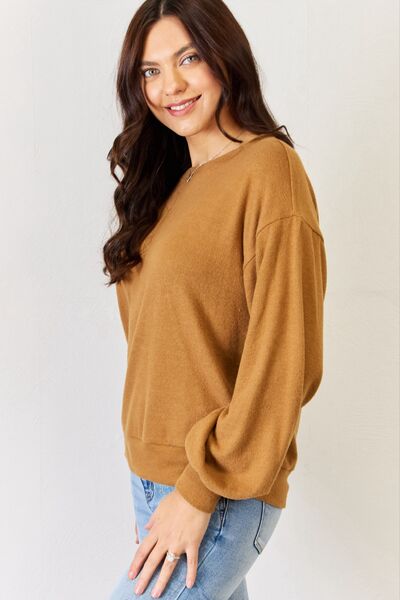 HYFVE Round Neck Long Sleeve Top - Drazelle Store