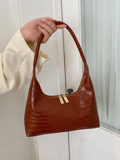 Crocodile Grain Shoulder Bag -Drazelle Store