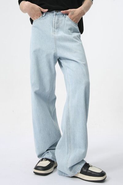 Wide Leg Jeans with Pockets - Drazelle Store