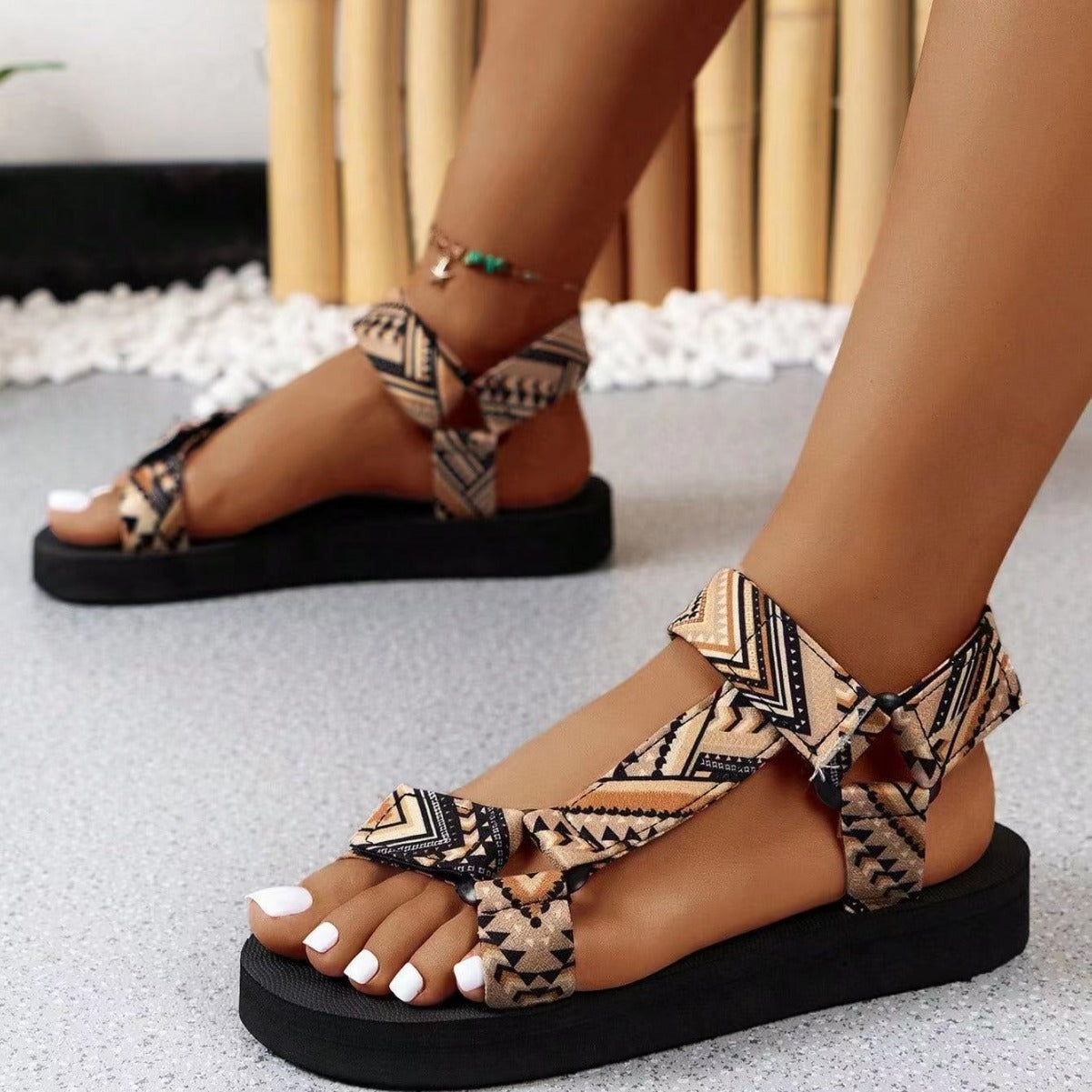 Velcro Beach Sandals Thin Bottom- Drazelle Store