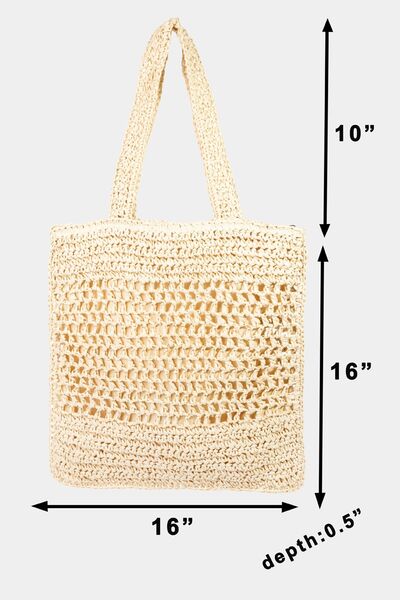 Fame Straw-Paper Crochet Tote Bag - Drazelle Store