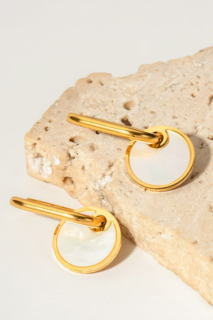 Copper White Mother-Of-Pearl Drop Earrings-Drazelle Store