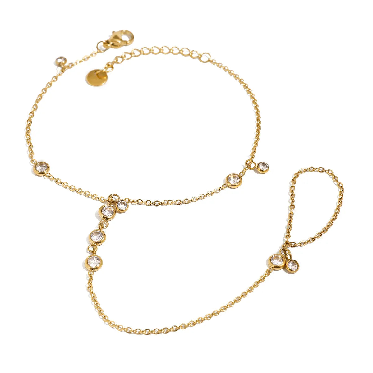 18K Gold-Plated Inlaid Rhinestone Chain Bracelet - Drazelle Store