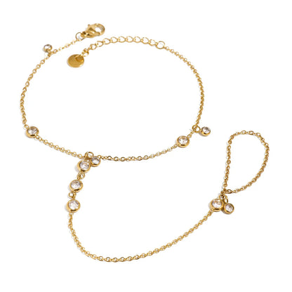18K Gold-Plated Inlaid Rhinestone Chain Bracelet - Drazelle Store