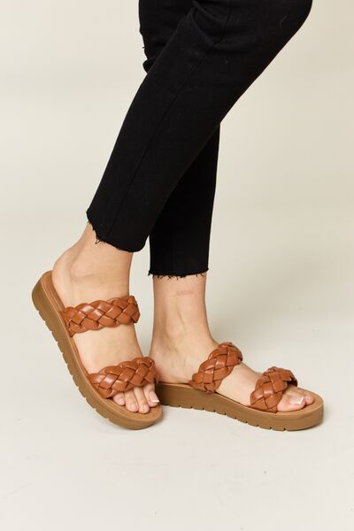 WILD DIVA Woven Dual Band Platform Sandals - Drazelle Store