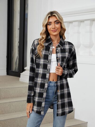 Plaid Button Up Long Sleeve Shirt - Drazelle Store