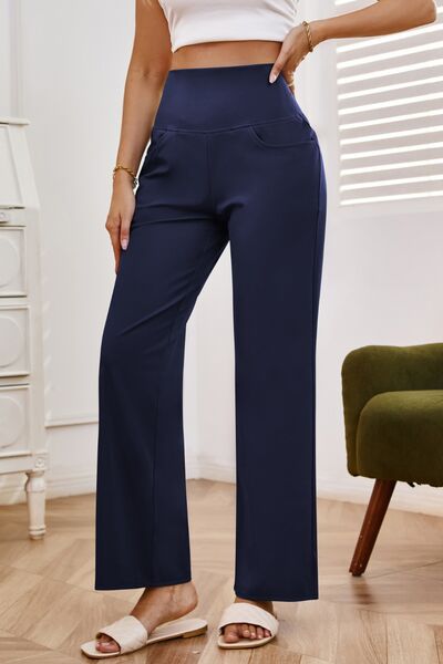 High Waist Wide Leg Pants with Pockets - Drazelle Store