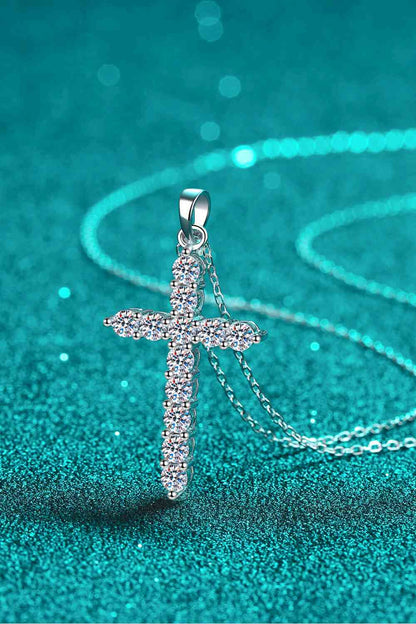 Adored 925 Sterling Silver Cross Moissanite Necklace - Drazelle  Store